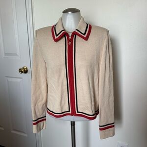 St. John vintage pointed collar zip up small